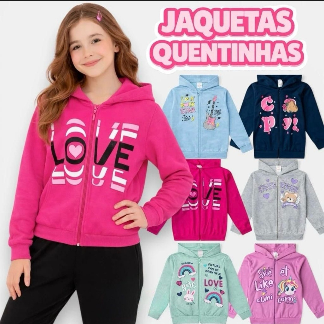 CASACO JUVENIL MOLETOM ZÍPER/ CAPUZ 4/16 ANOS