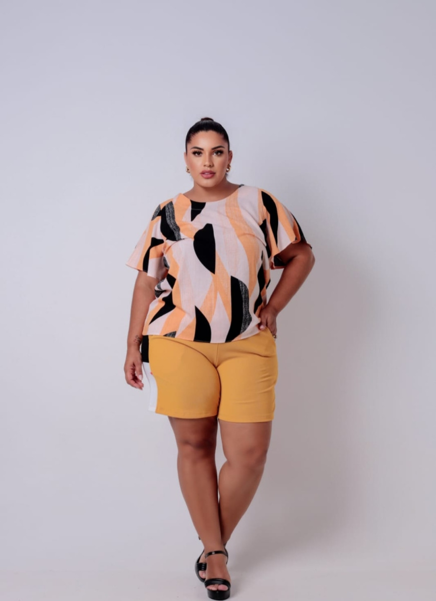 BLUSA PLUS SIZE VISCOLINHO ESTAMPADA -XGG-
