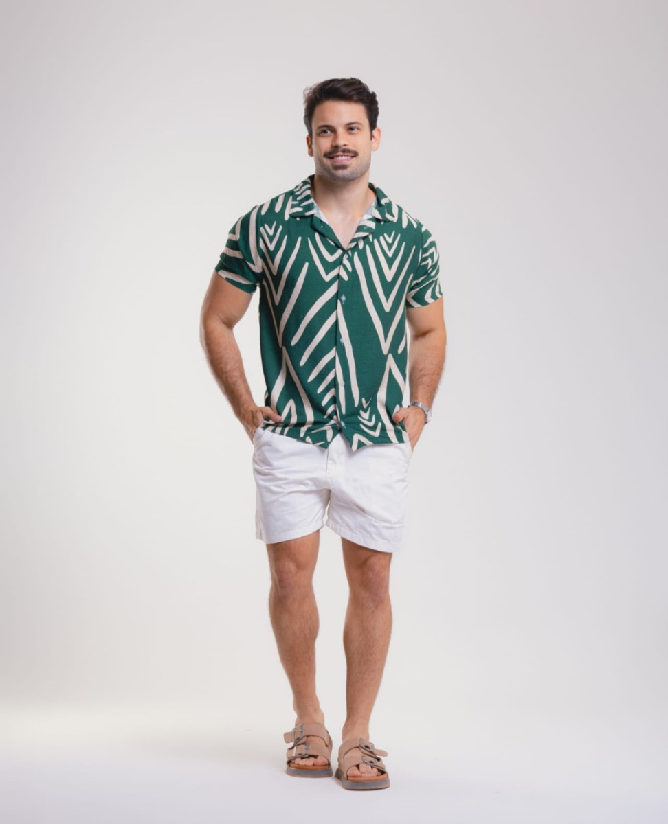 CAMISA HAVAIANA DE BOTÃO VISCOMIDA   P/M/G