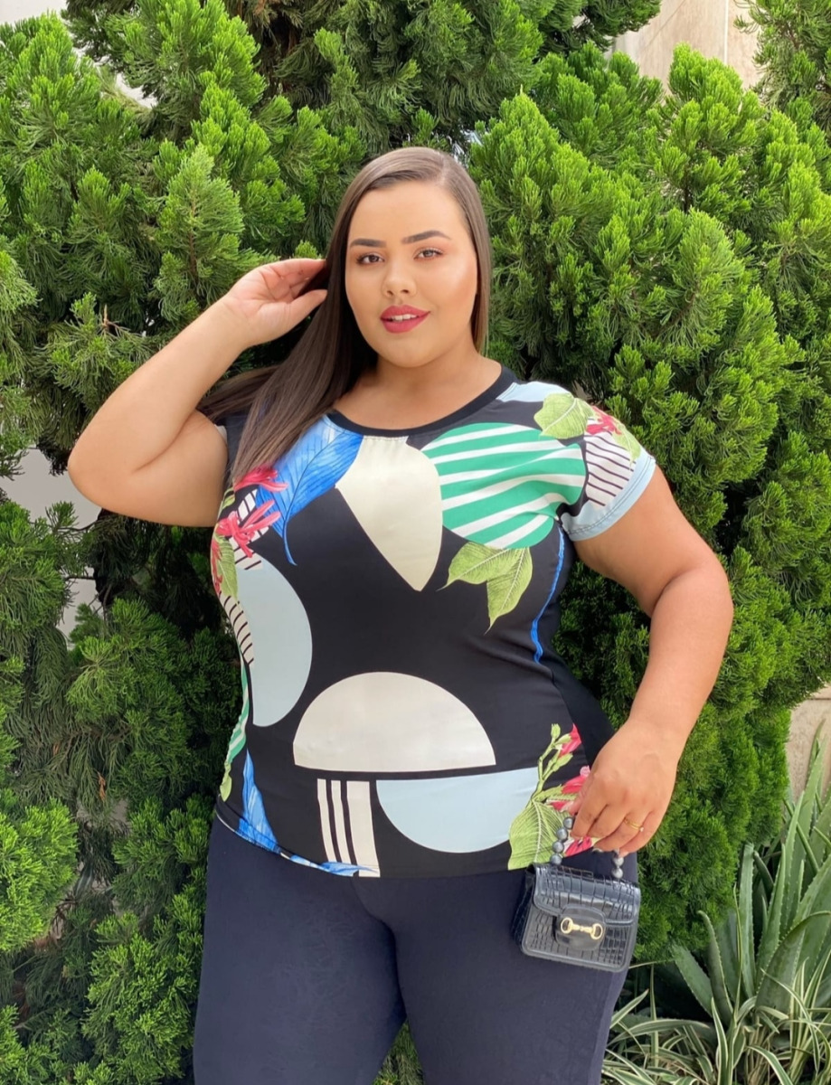 BLUSA PLUS CREPINHO ESTAMPADA M/GG