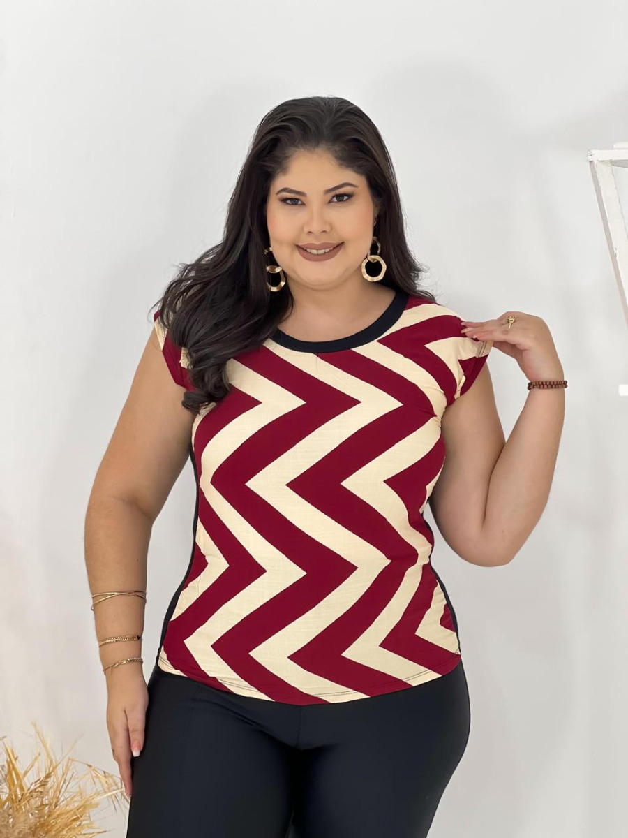 BLUSA PLUS CREPINHO lISTRADA M/GG