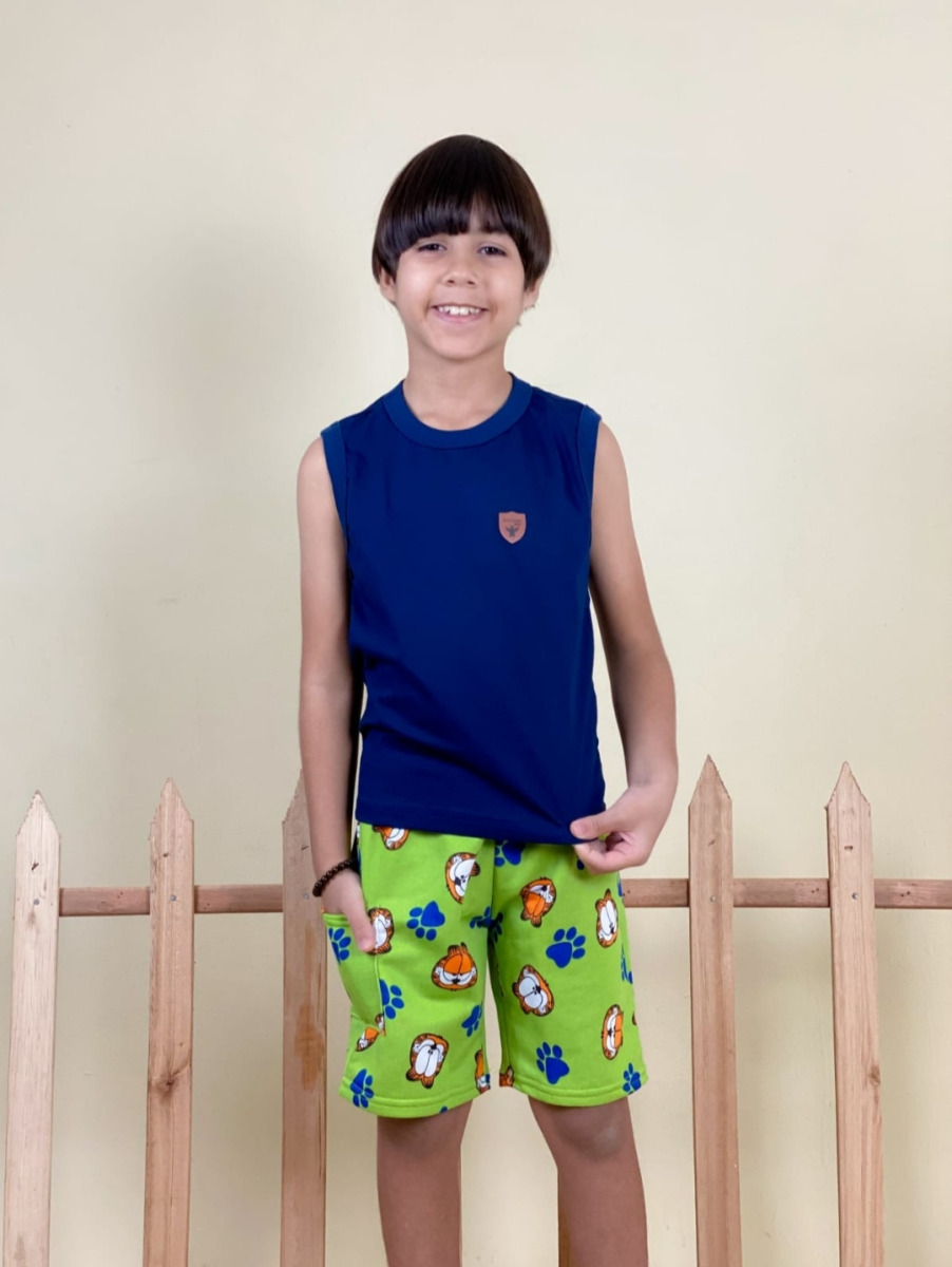 CONJUNTO JUVENIL REGATA SHORT MOLETIM ESTAMPADO ANJINHO 2/5/6 ANOS