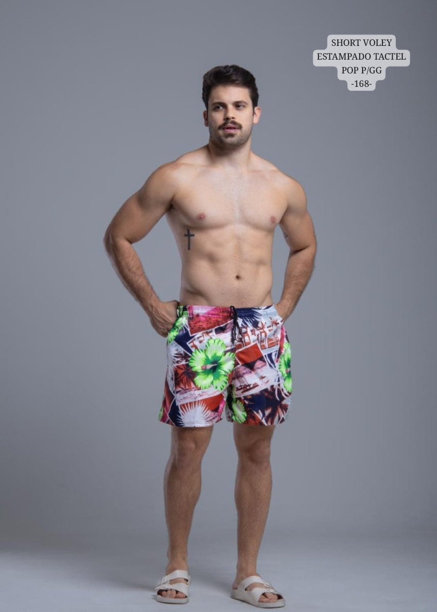 SHORT VOLEY ESTAMPADO TACTEL POP P/GG- 168-