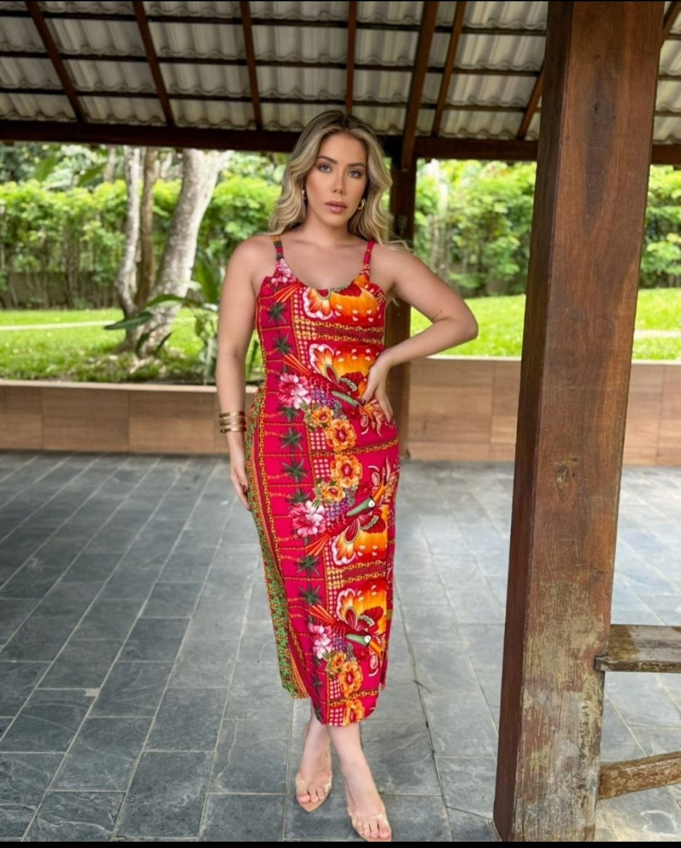 VESTIDO LONGO VISCOLINHO ESTAMPADO ABRT: LATERAL -19-