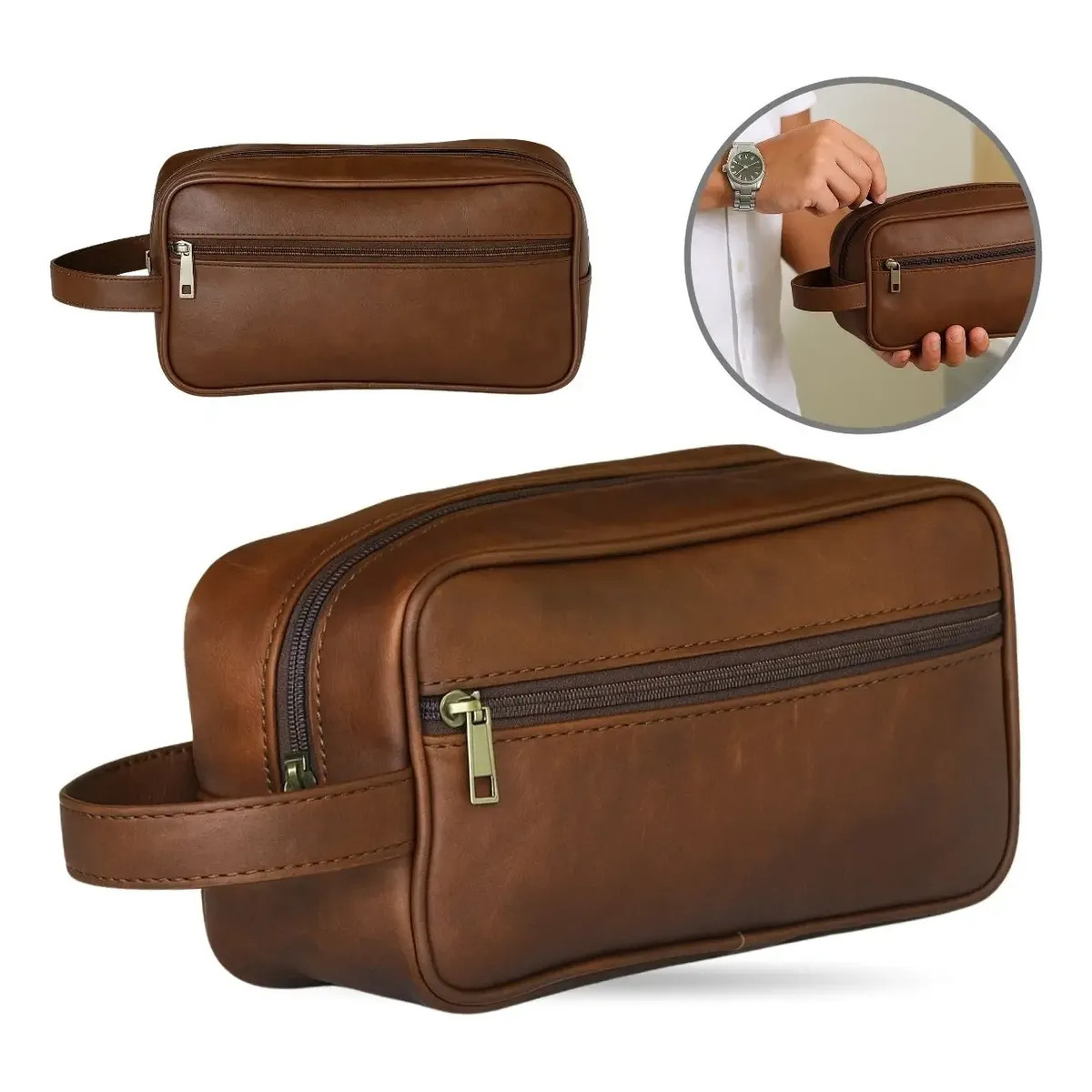NECESSER EM COURO MASCULINA IMPORTADA -0380-