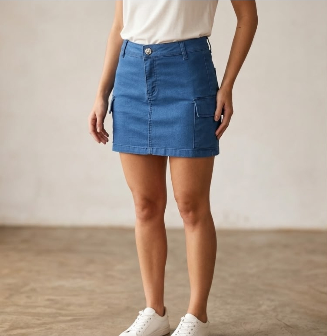 SAIA JEANS CARGO AZUL COM LAYCRA 36/46