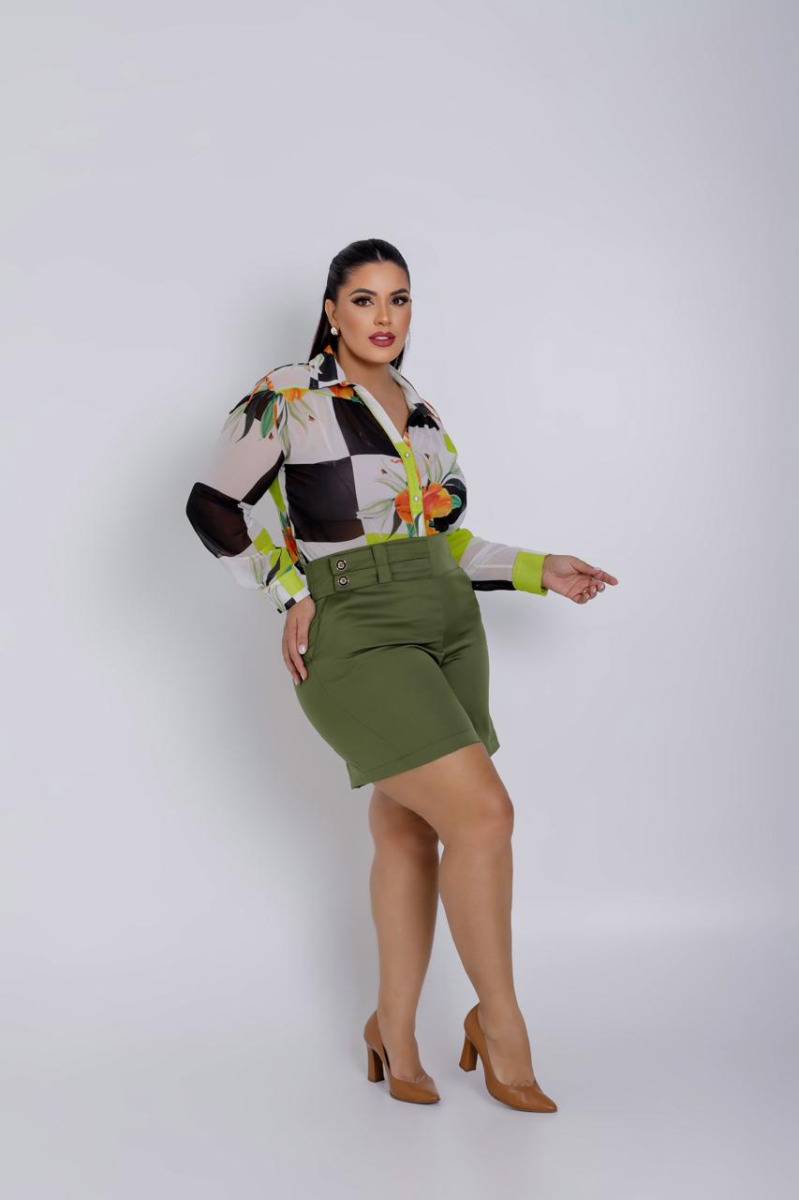 SHORT ALFAIATARIA PLUS SIZE COM ZIPER LATERAL G1/G3 -01-