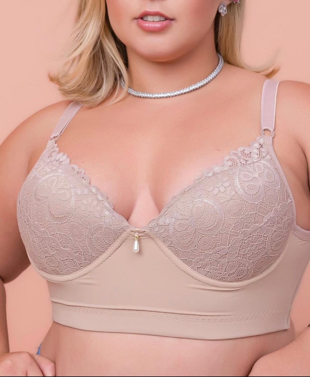 SUTIÃ  PLUS SIZE POLIAMIDA RENDADO FECHO TRIPLO 48/50/52