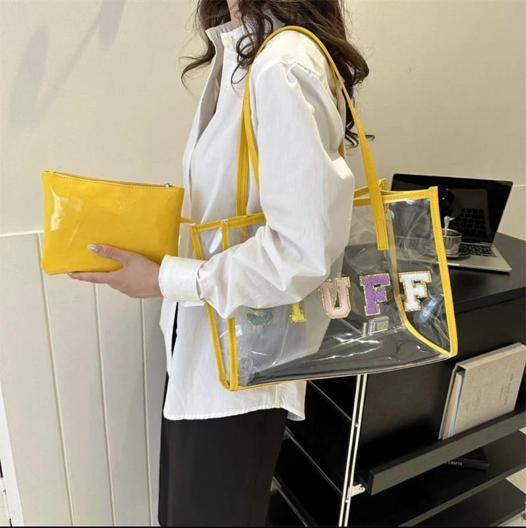 BOLSA IMPORTADA TRANSPARENTE + BOLSA DE MÃO STUFE