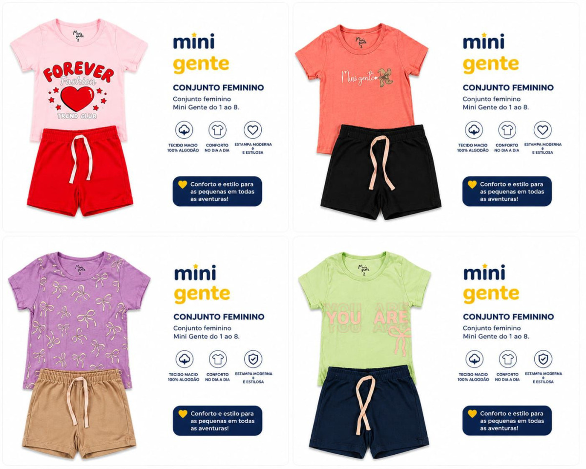 CONJUNTO SHOPPING PREMIUM FEMININO MINI GENTE 1/8 ANOS