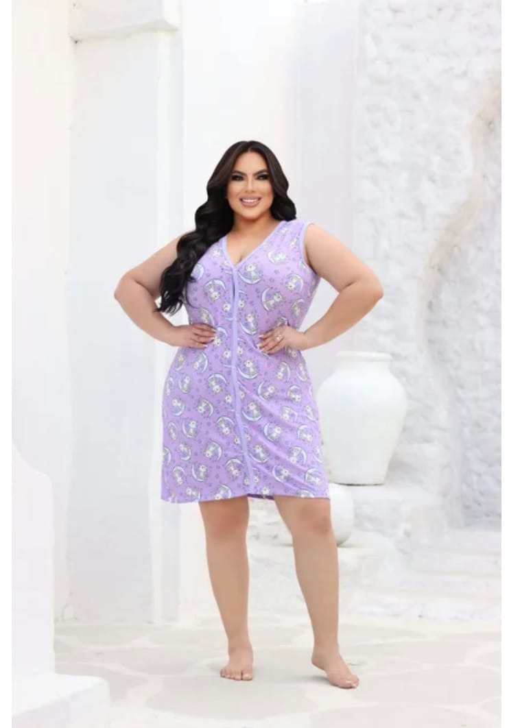 CAMISOLA BOTÃO SUEDE REGATA PLUS SIZE G1/G3