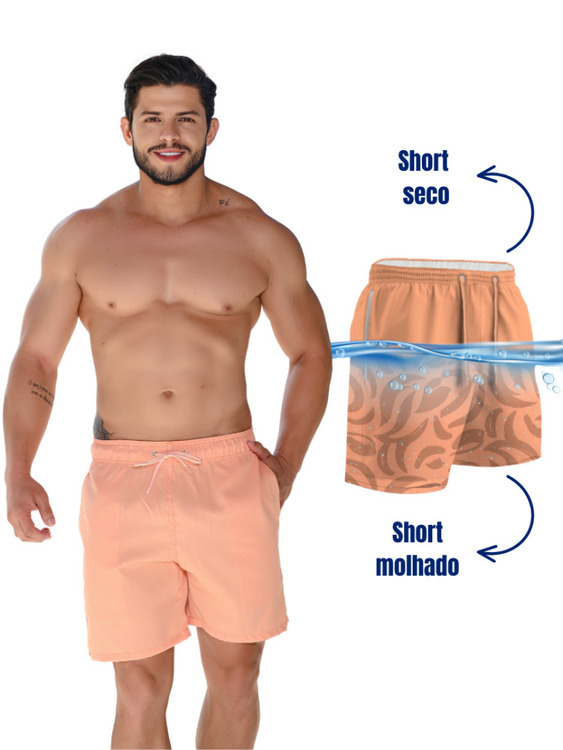SHORT MÁGICO TACTEL PREMIUM IMPORTADO LISO SECO/ ESTAMPADO MOLHADO P/GG