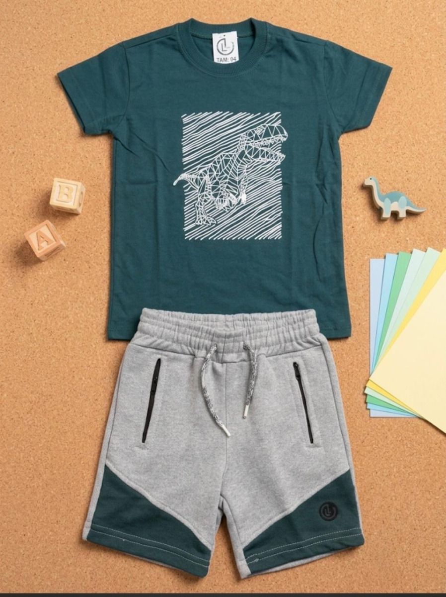 CONJUNTO JUVENIL SHORT MOLETOM ZÍPER 2/8 ANOS