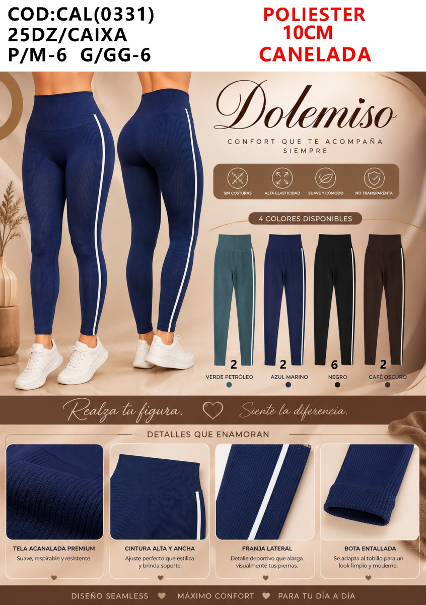 CALÇA FITNES CANELADA IMPORTADA P/GG-0331-
