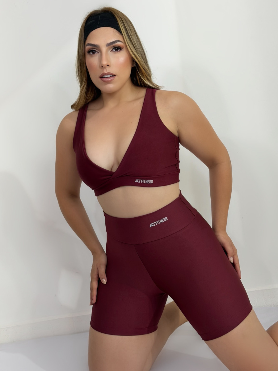 CONJUNTO FITNES SHORT TOP DECOTE TRANSPASSADO FORRADO  M/G/GG