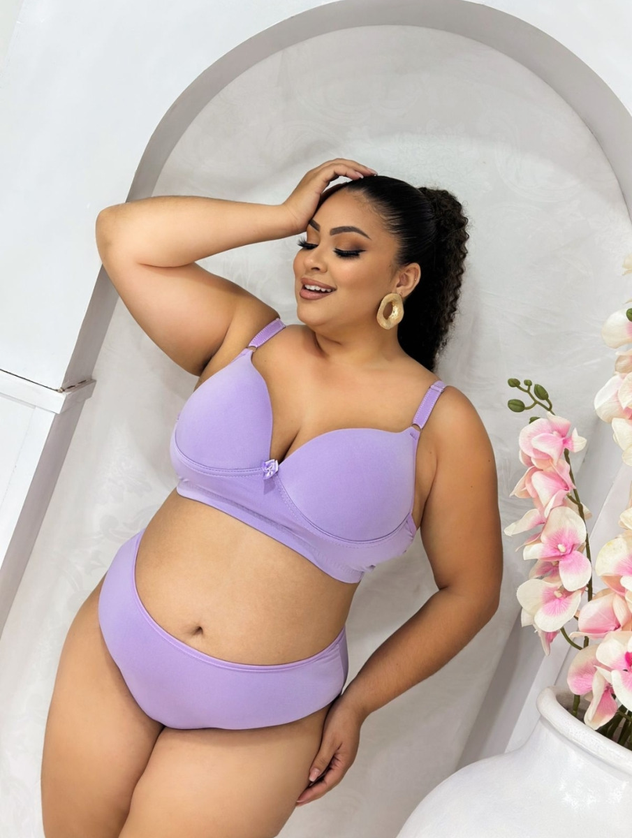 CONJUNTO LINGERI PLUS SIZE LISO 48/52