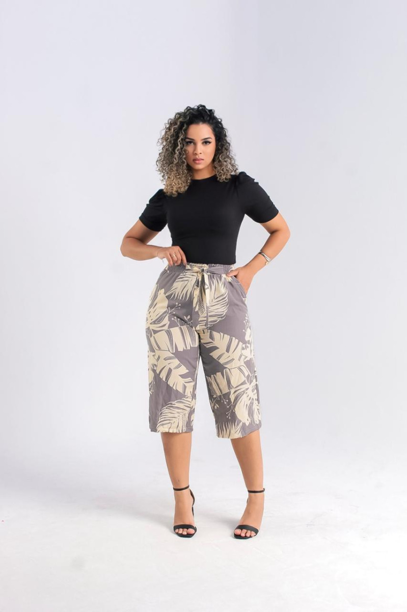 PANTA CURTA VISCOLINHO ESTAMPADA M/GG