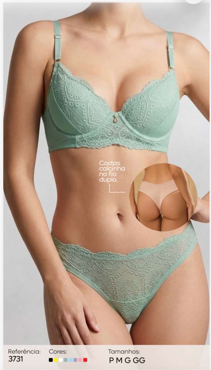 CONJUNTO LINGERI POLIAMIDA RENDADO P/GG-3731-