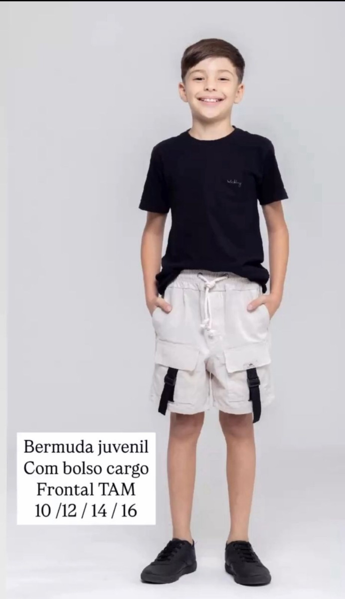 SHORT JUVENIL MAURÍCINHO BOLSO CARGO FRONTAL 10/16