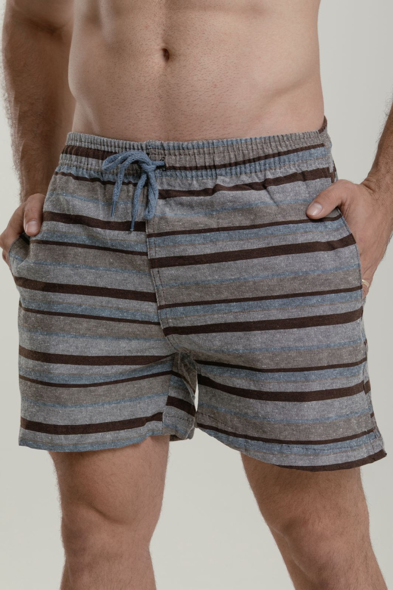 SHORT LOBO MAURÍCINHO FIO TINTO LISTRADO C/ ABERTURA P/GG -K-16