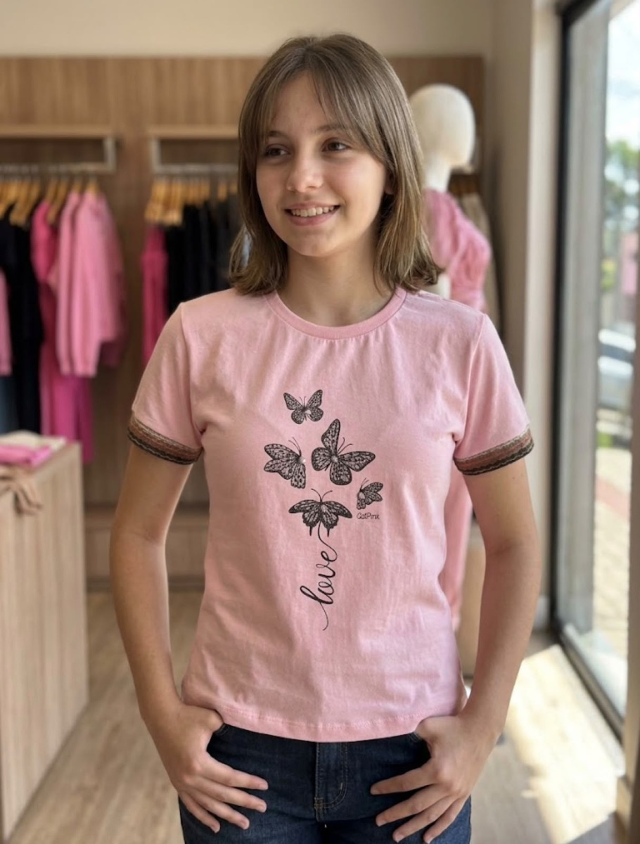 T-SHIRT JUVENIL C/ APLIQUE ESTAMPADA 10/16