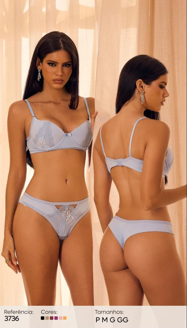 CONJUNTO LINGERI FIO CANELADINHO P/GG-3736-