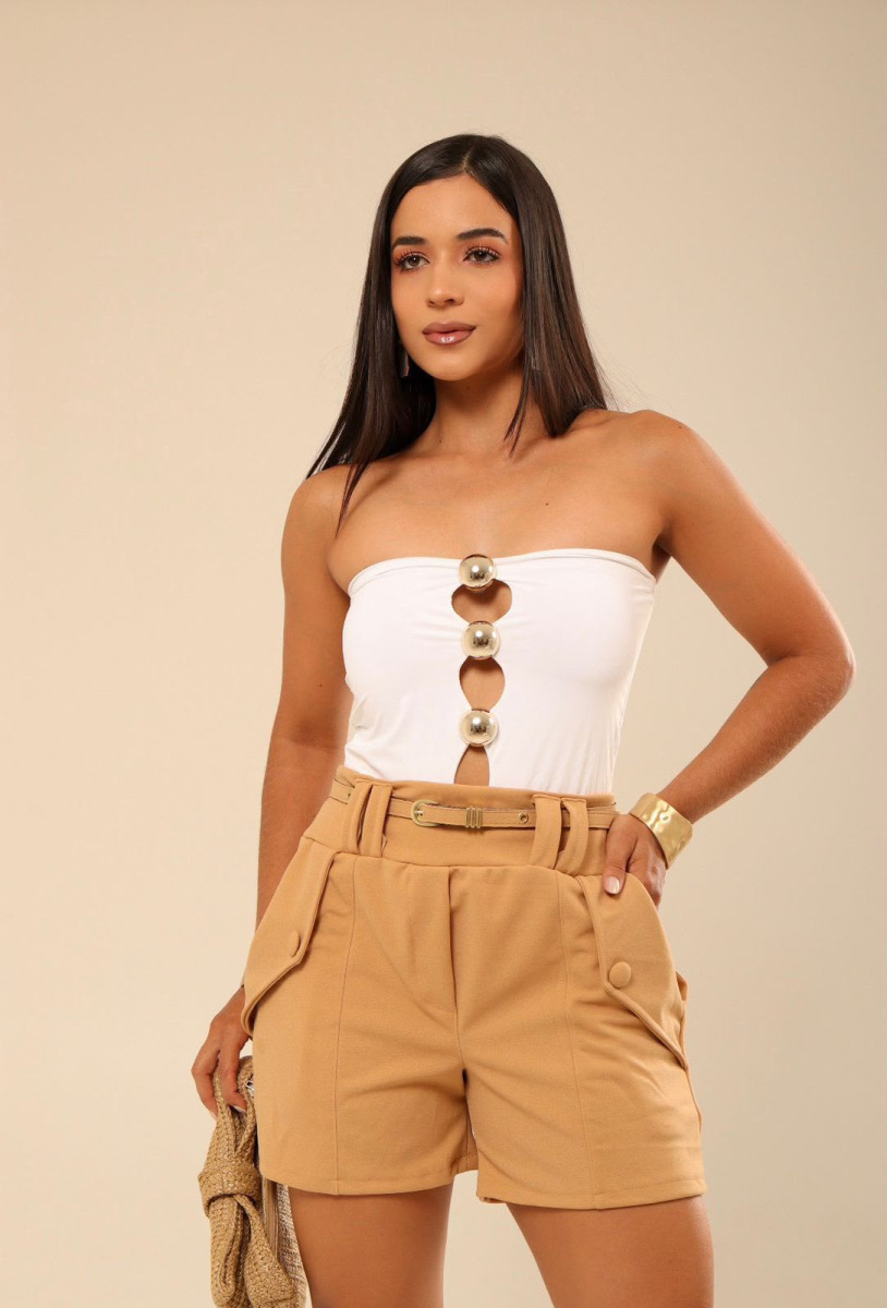 SHORT ESCUBA BOTÃO BOSLO COM CINTO M/G