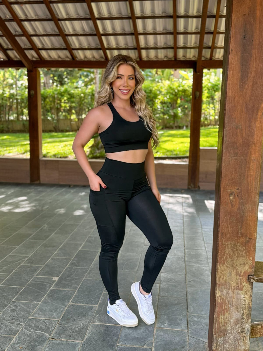 CALÇA CINTA FITNES COM BOLSO -
