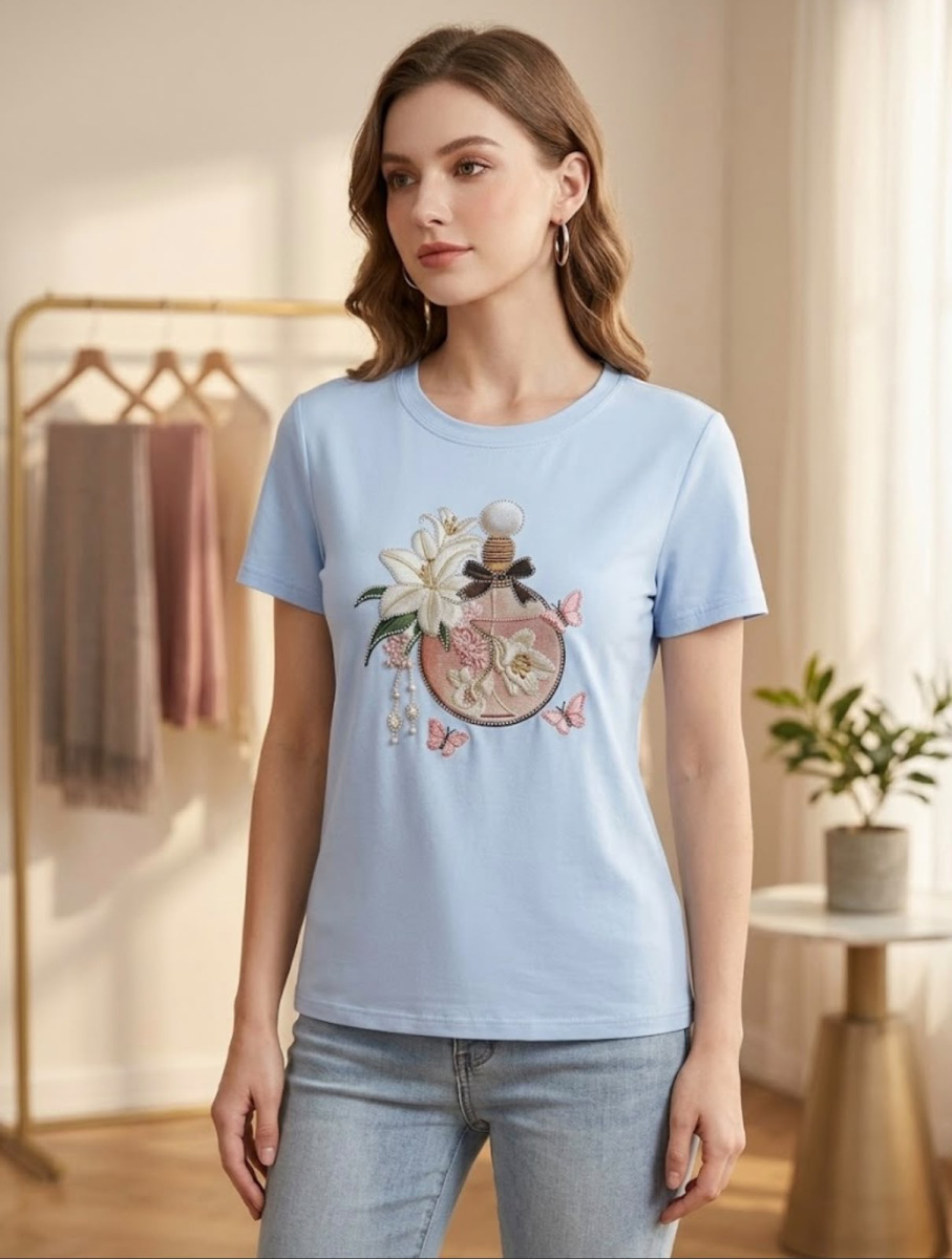 T-SHIRT IMPORTADA  APLIQUE  P/GG -Y10-